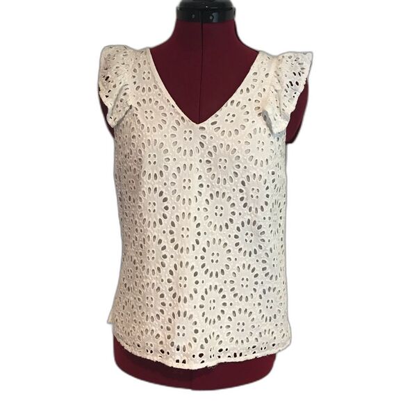Lilly Pulitzer Lina Eyelet Blouse Size XS Resort White Beach Paradise Eyelet - Picture 8 of 11